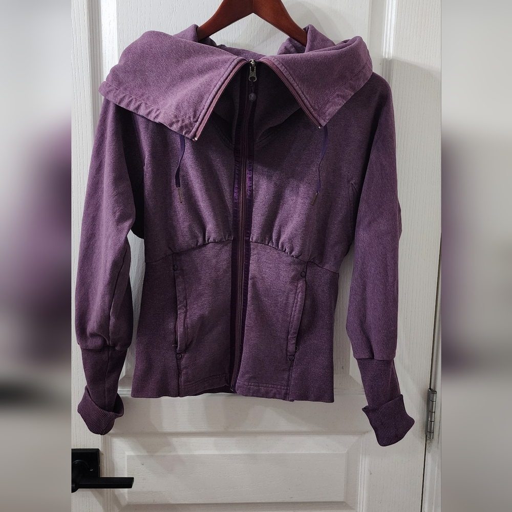 Lululemon Athletica Purple Bomber Jacket with Elastic Detailing